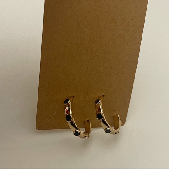 Gold and Green Hoop Earrings Casual Style - Picture 2 of 7